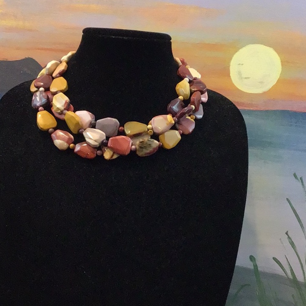 MOOKAITE NECKLACE W/ SS HARDWARE